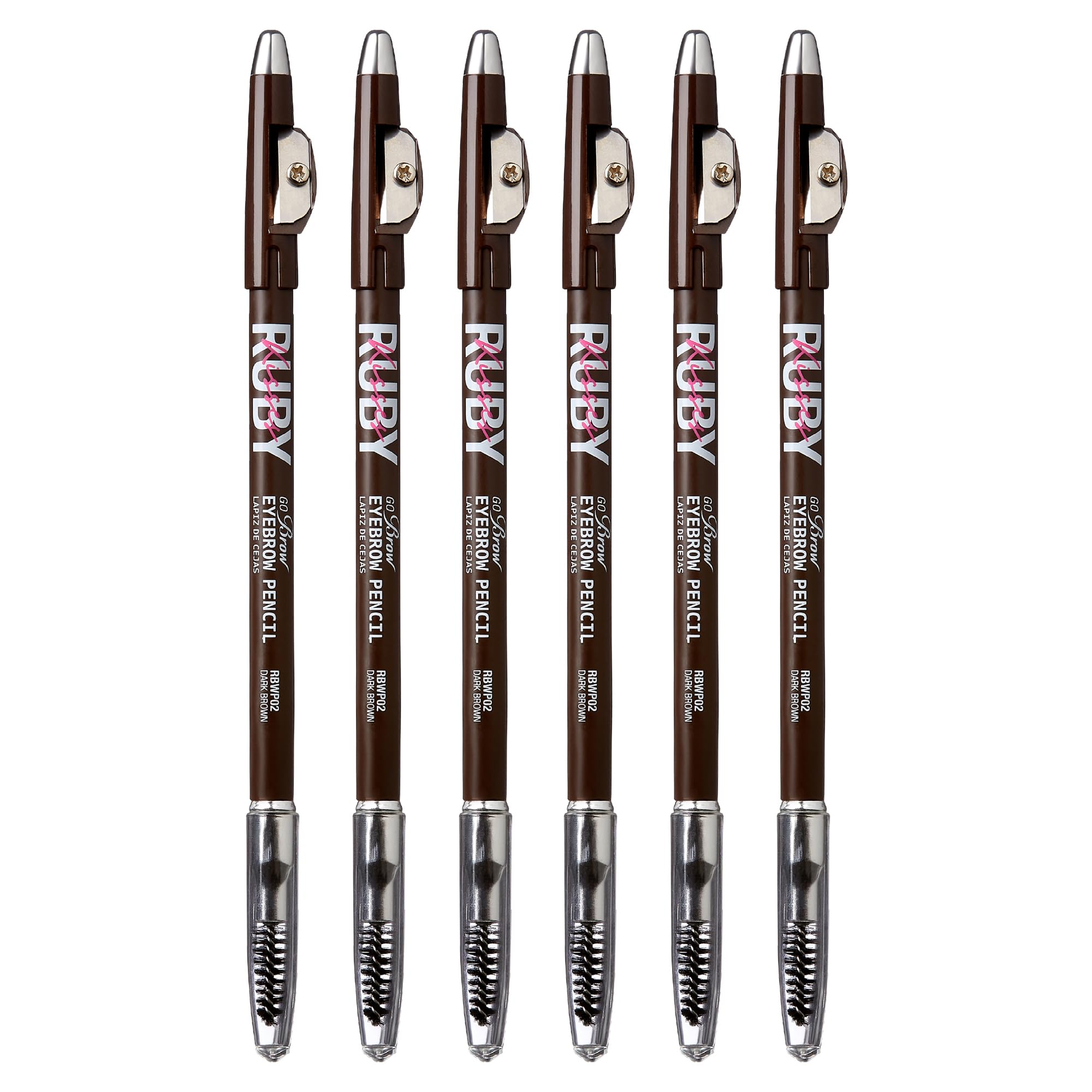 Kiss Go Brow Eyebrow Wooden Pencil Dark Brown (6 Pieces)